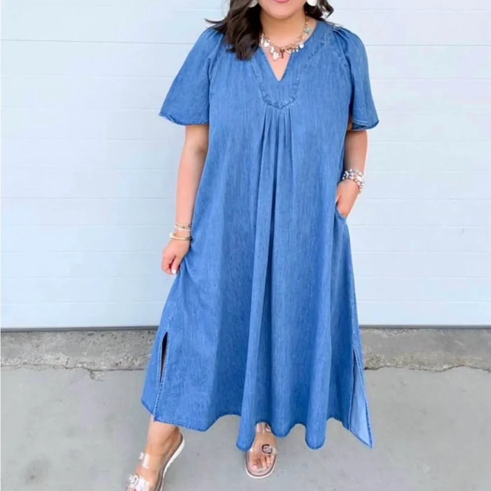 Easel Blue Denim Dress - Picture 2 of 2